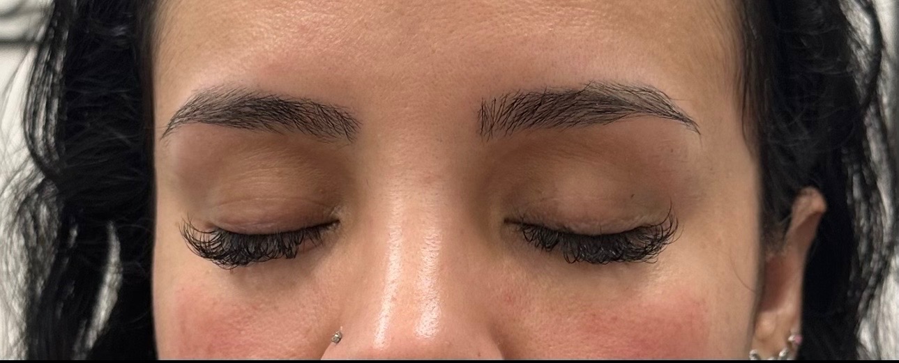 Classic lash set viewed from above with both eyes closed